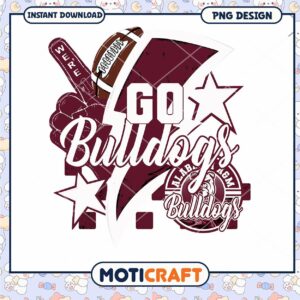 Go Bulldogs Football PNG Cheer Design Instant Download
