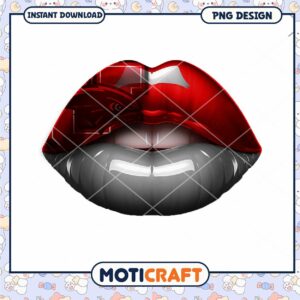 Glossy Red and Black Lips PNG Graphic for Download