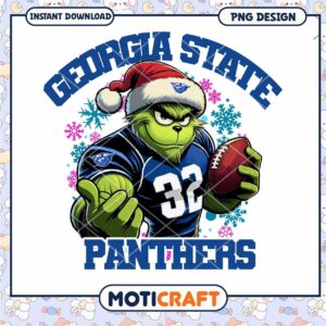 Georgia State Panthers Grinch PNG Christmas Design Download