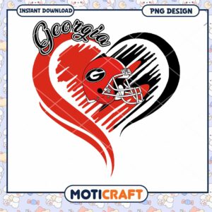 Georgia Heart Football Helmet PNG Design Instant Download