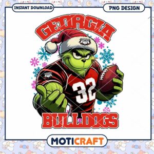 Georgia Bulldogs Grinch Football PNG Design Download