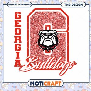 Georgia Bulldogs Glitter Number Six PNG Design Download