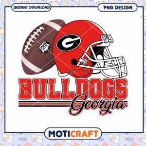 Georgia Bulldogs Football Helmet and Ball PNG Design