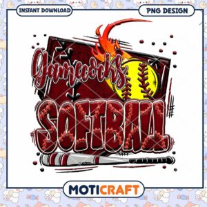 Gamecocks Softball PNG Graphic Instant Download Design