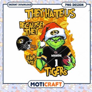 Funny Grinch Missouri Tigers PNG Football Design Download