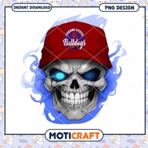 Fresno State Bulldogs Skull Hat PNG Instant Download Design