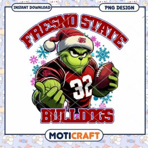 Fresno State Bulldogs Grinch Football PNG Design Download