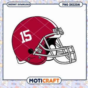 Football Helmet PNG Graphic with Number 15 Design