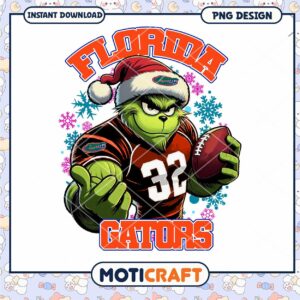 Florida Gators Grinch Football PNG Holiday Design Download