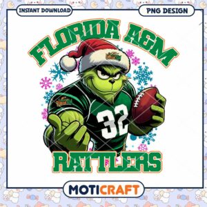 Florida A&M Rattlers Grinch Football PNG Design Download