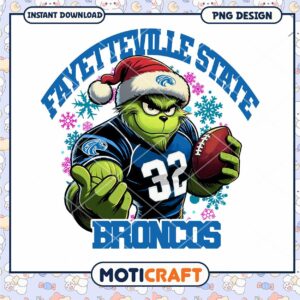 Fayetteville State Broncos Grinch Football PNG Design