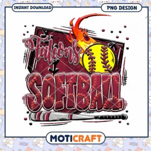 Falcons Softball Team PNG Design for Instant Download