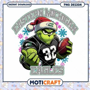 Eastern Michigan Eagles Grinch Football PNG Design Download