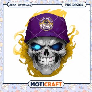 East Carolina Pirates Skull PNG Design Instant Download