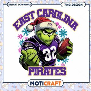 East Carolina Pirates Grinch Christmas PNG Design Download