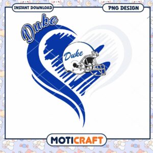 Duke Football Heart Design PNG Instant Download Art