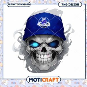 Duke Blue Devils Skull Art PNG Instant Download Design