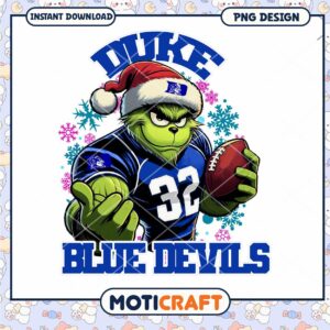 Duke Blue Devils Grinch Football PNG Design Download