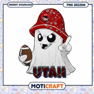 Cute Utah Utes Ghost Football PNG Instant Download Design