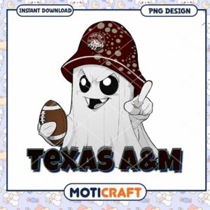 Cute Texas A&M Ghost PNG Design Instant Download Art