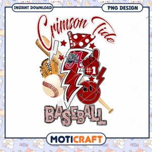 Crimson Tide Baseball PNG Design Instant Download Art