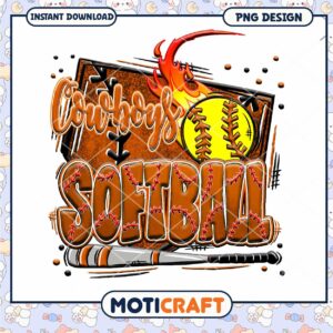 Cowboys Softball Vintage PNG Design Instant Download