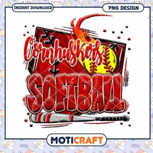 Cornhuskers Softball PNG Design Instant Download Art