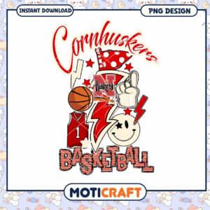 Cornhuskers Basketball PNG Design for Instant Download