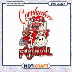 Cornhuskers Football Fun PNG Design for Instant Download