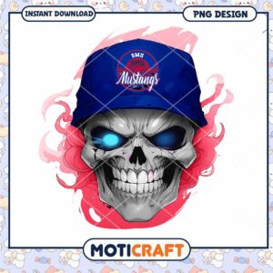 Cool Skull Design with SMU Mustangs Cap PNG Download