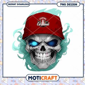 Cool Skull Design with Stanford Cardinal Cap PNG Art