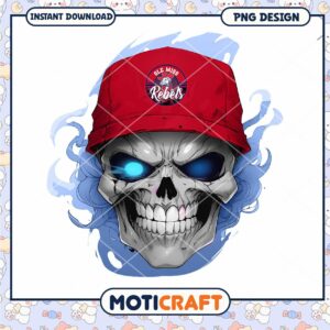 Cool Skull Design with Red Hat PNG Downloadable Art