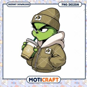 Cool Grinch PNG Design for Instant Download Coffee Lovers