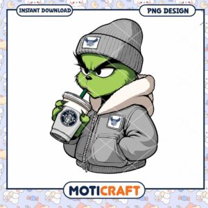 Cool Grinch Character PNG Graphic for Instant Download