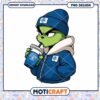 Cool Grinch Character in Jacket Drinking Coffee PNG Design