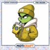 Cool Grinch Character Drinking Coffee PNG Design Download