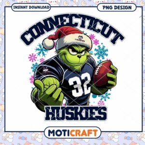 Connecticut Huskies Grinch Christmas PNG Design Download