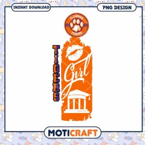 Clemson Tigers Girl PNG Design Instant Download Art
