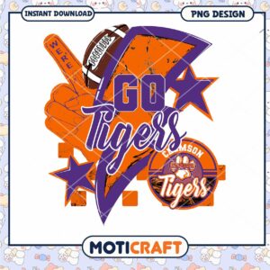 Clemson Tigers Football PNG Design Instant Download Art