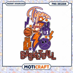 Clemson Tigers Basketball PNG Design for Instant Download