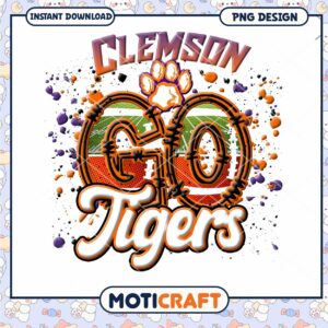 Clemson Go Tigers PNG Design Instant Download Art