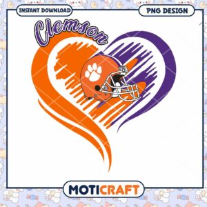 Clemson Football Heart Design Instant Download PNG Art