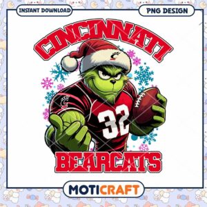 Cincinnati Bearcats Grinch Football PNG Design Download