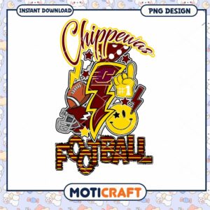 Chippewas Football Fun PNG Instant Download Design