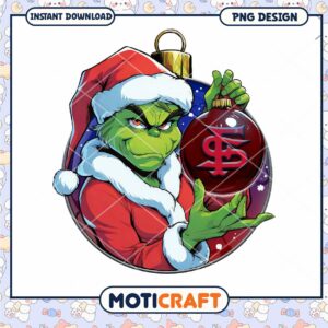 Christmas Grinch PNG Design with Ornaments Download