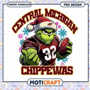 Central Michigan Chippewas Grinch Football PNG Design