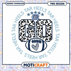 Carolina Tar Heels Football Leopard Print PNG Design