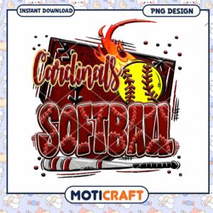 Cardinals Softball PNG Design for Instant Download