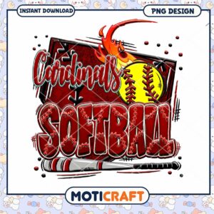 Cardinals Softball Digital Download PNG Design Art
