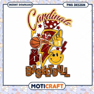 Cardinals Basketball PNG Design Instant Download Art